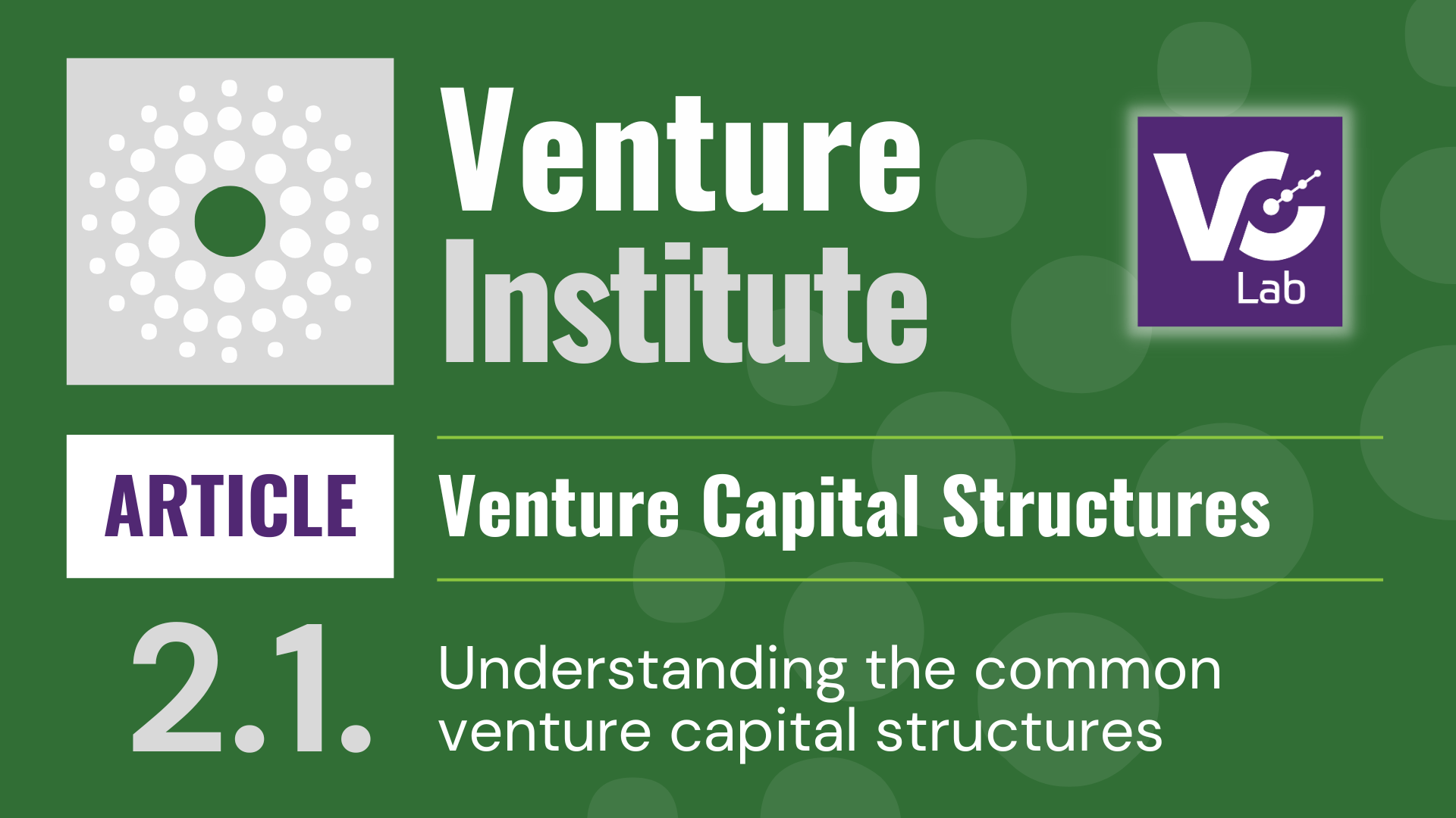 2.1 – Venture Capital Structures